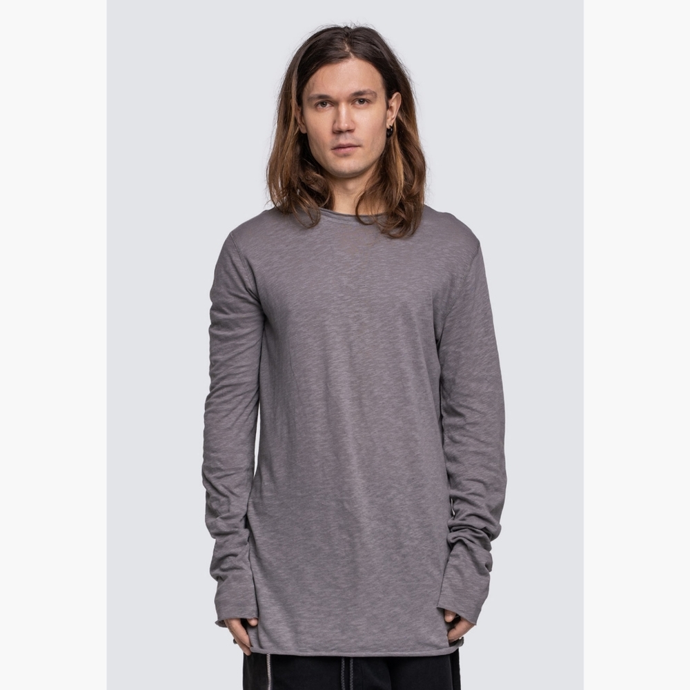 Barbara I Gongini Long Sleeve Cotton Jersey T-Shirt Grey Size X-Small